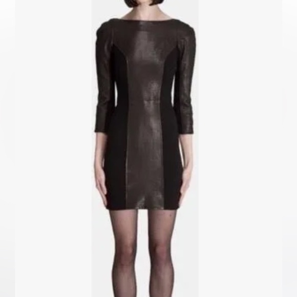 DIANE VON FURSTENBURG DVF Leather Cocktail Holiday Party Sexy Mini Dress Sz 6 - Picture 8 of 12